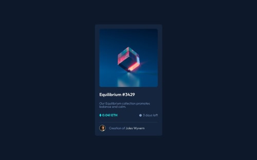NFT preview card component using HTML, CSS and Flexbox coding challenge ...
