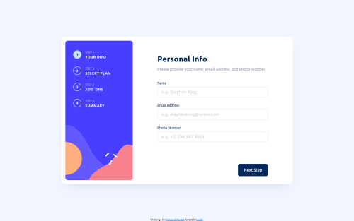Responsive Multi-Step Form using React Typescript coding challenge solution