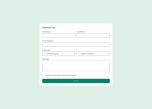 contact form using HTML, CSS and JavaScript. coding challenge solution