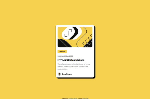 Blog Review Card Component with HTML and CSS coding challenge solution