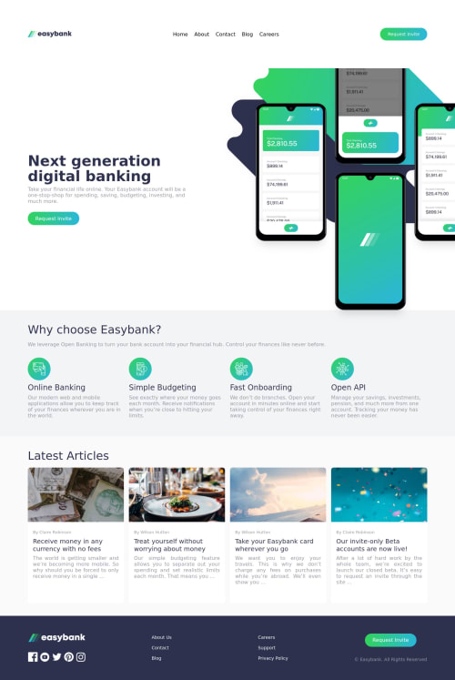 EasyBank Landing Page with HTML and CSS coding challenge solution