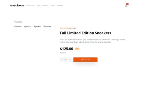 E commerce product page with React coding challenge solution