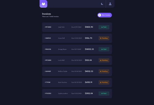 Invoice App With React coding challenge solution | Frontend Mentor