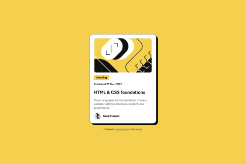 Responsive blog preview card using HTML and CSS coding challenge solution
