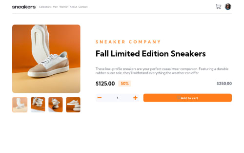 Ecommerce product page using HTML, CSS and JS coding challenge solution