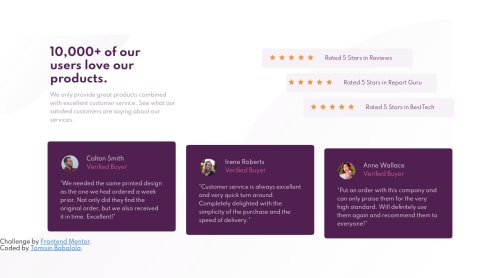 Responsive review using HTML and CSS coding challenge solution