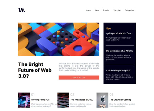 News Homepage using CSS Grid coding challenge solution