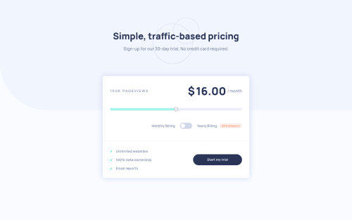 Interactive pricing component coding challenge solution | Frontend Mentor