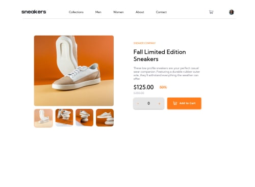 Ecommerce Product Page using CSS and Vanilla JS coding challenge solution