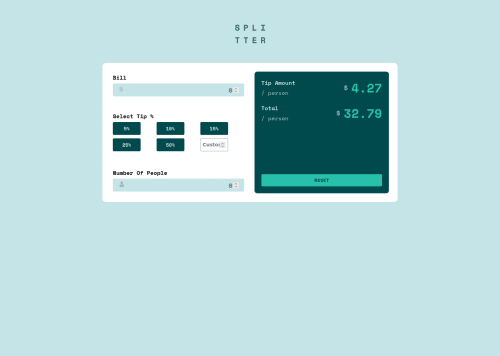 Tip Calculator using HTML , CSS and JavaScript coding challenge solution