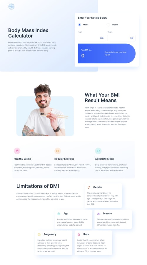 BMI Landing Page Tailwind CSS coding challenge solution