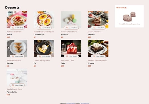 product-list-with-cart html-css-js. coding challenge solution