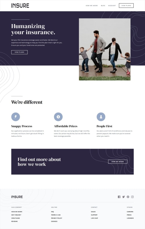 Responsive Insure Landing Page using react and tailwindcss coding ...