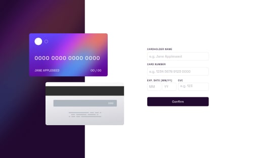 Interactive card details form coding challenge solution | Frontend Mentor