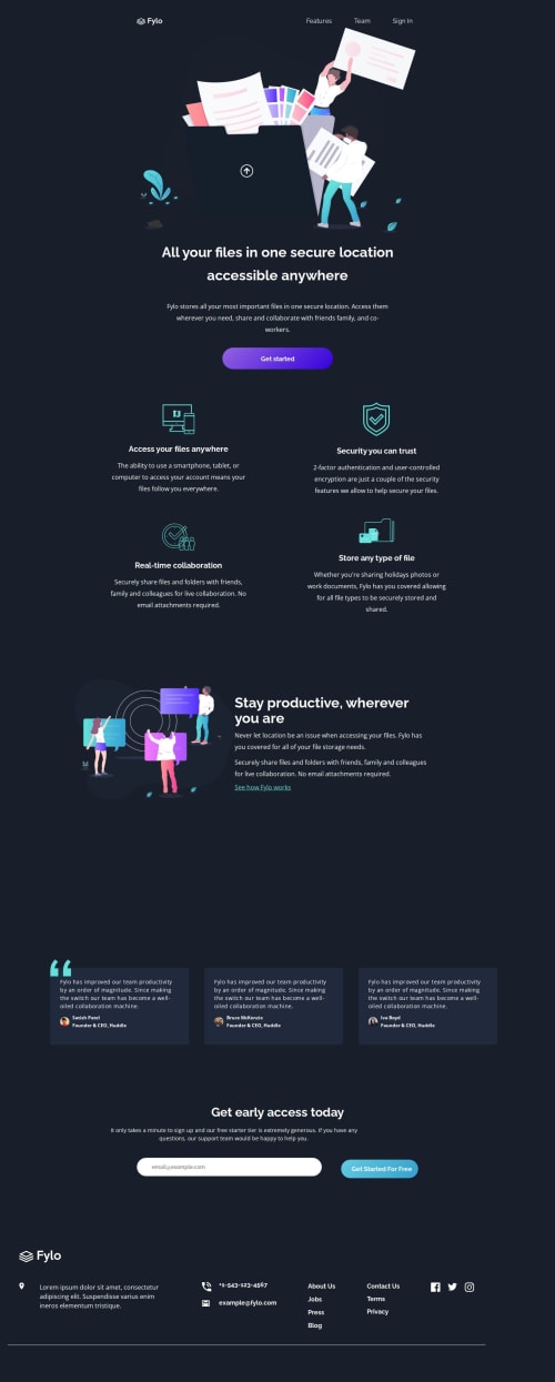 Responsive landing page built using Webflow coding challenge solution