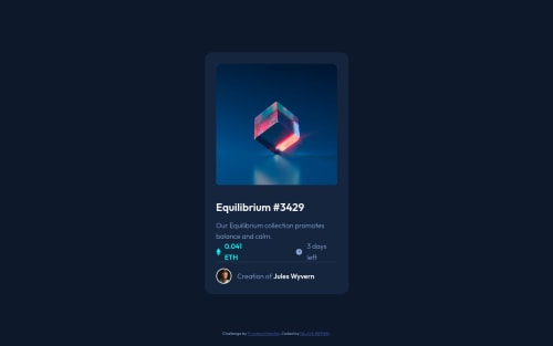 Frontend Mentor | Desktop first - nft preview card component coding ...