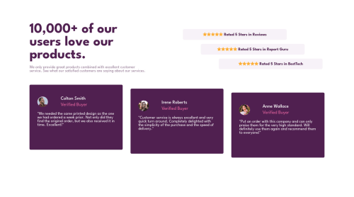 Social proof section coding challenge solution