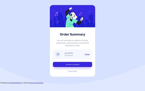 Order Component Checkout using html and css coding challenge solution
