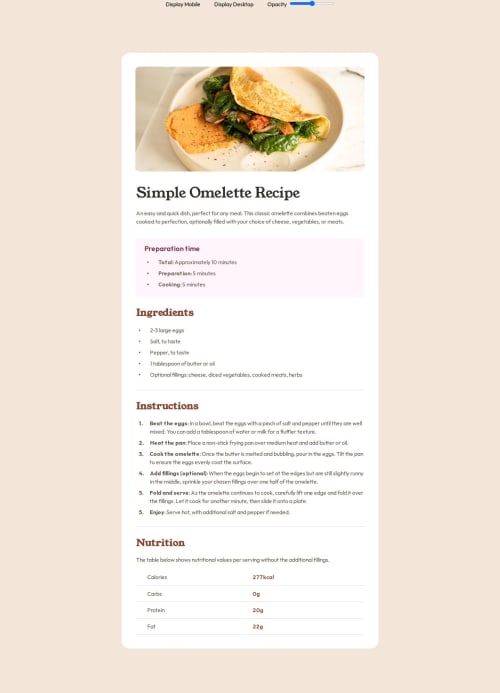 Responsive recipe page using tailwind css and react coding challenge ...