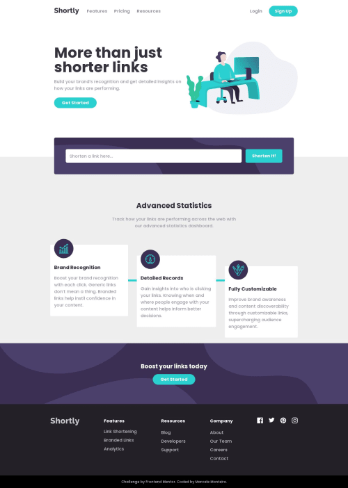 URL Shortening Website with Next.js and TailwindCSS coding challenge ...