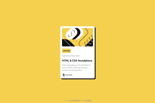 Blog preview card solution using CSS coding challenge solution