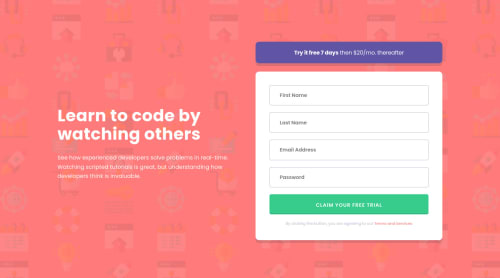 Intro component with signup form using CSS and Vanilla JS coding ...