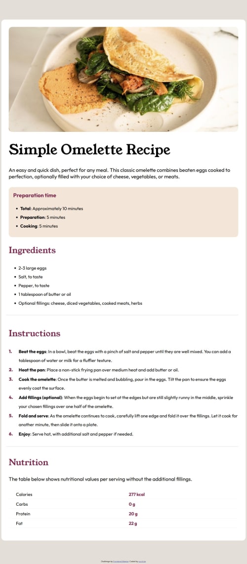 Simple recipe page using HTML and CSS coding challenge solution
