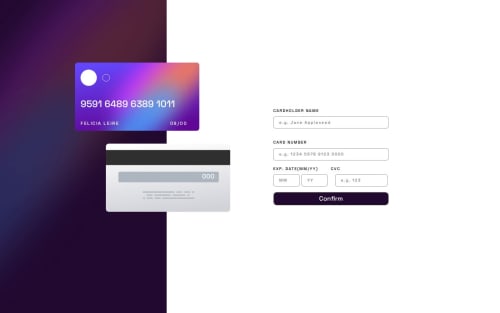 Card details form using flexbox and positioning coding challenge solution