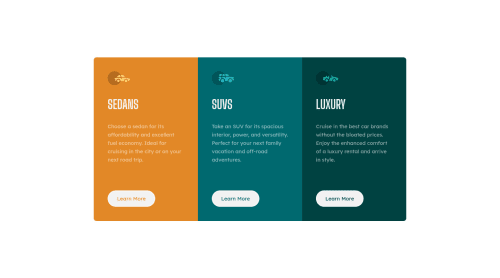 3 column card preview using HTML & CSS coding challenge solution