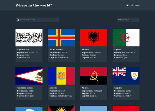 List of countries and their basic info built with HTML, CSS, JS & API ...