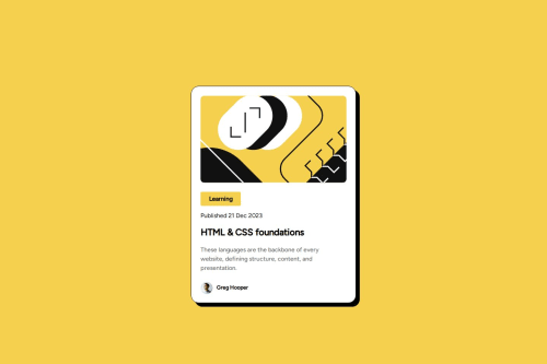 Blog post card using HTML and CSS coding challenge solution