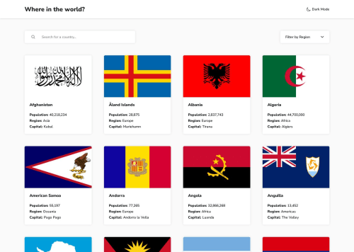 Countries API with Dark Mode coding challenge solution