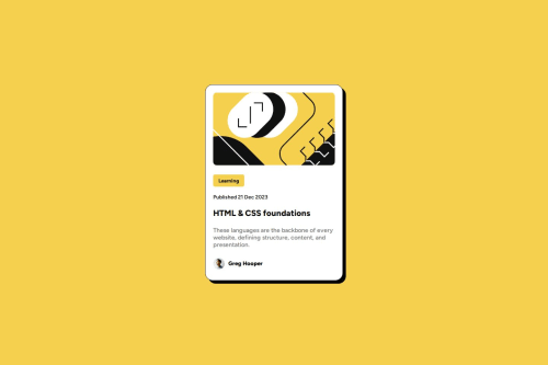Blog Review Card with HTML5 and CSS3 coding challenge solution