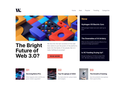 News Homepage Main using React and Tailwind CSS coding challenge solution