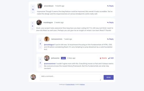 Interactive comments using CSS, a bit of bootstrap and Javascript/jque ...
