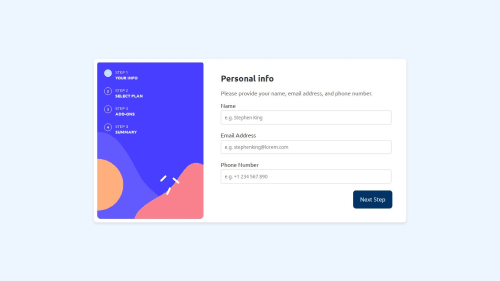 Multi-step-form with vanilla CSS&JS coding challenge solution