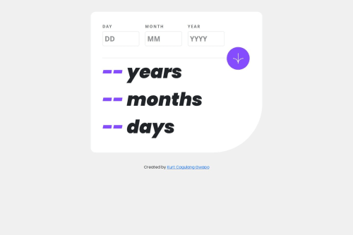 Age Calculation using Bootstrap and Vanilla JS coding challenge solution