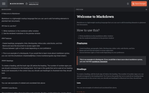 In-browser markdown editor | React, TypeScript, TailwindCSS coding ...