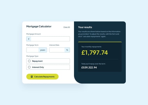 Mortgage repayment calculator - HTML, CSS and JS coding challenge solution
