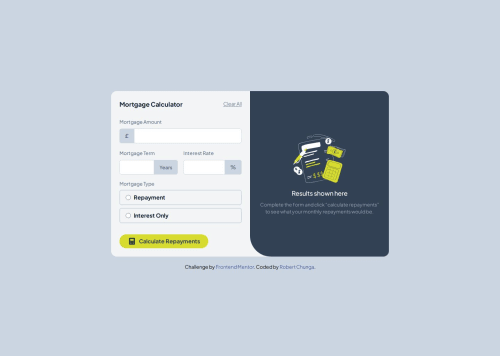 Mortgage repayment calculator using Vue.js and Tailwindcss coding ...