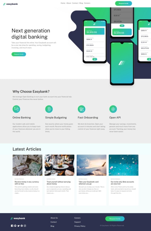 Responsive Easybanking page with css flexbox coding challenge solution