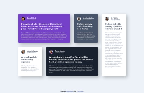 Testimonials grid section solution coding challenge solution