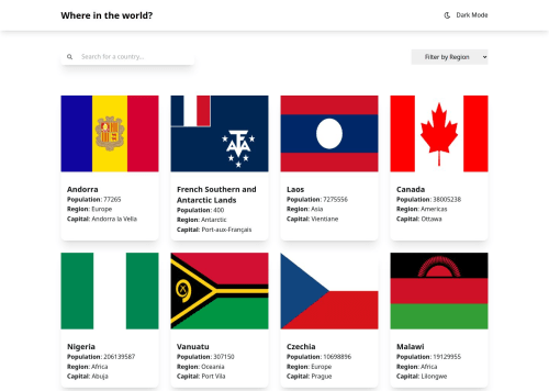 Countries RESTful API solution coding challenge solution