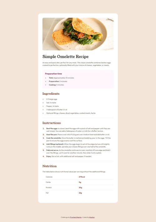 Responsive recipe page using CSS Grid coding challenge solution
