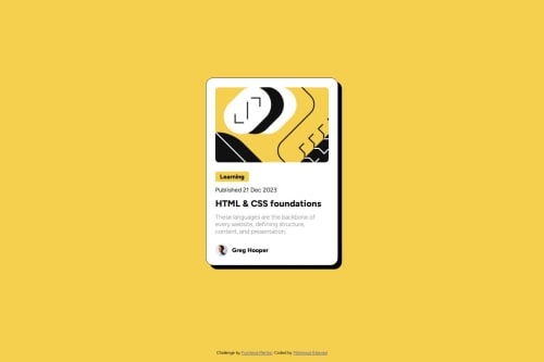 Blog Preview Component with HTML and CSS coding challenge solution