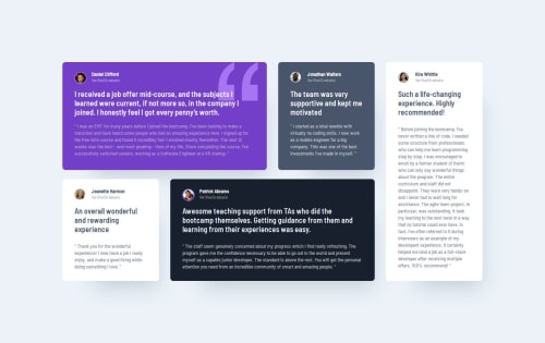 testimonial grid with CSS grid coding challenge solution