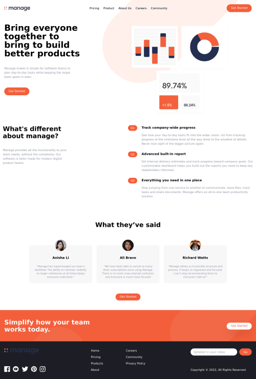 Landing page using Tailwind! coding challenge solution