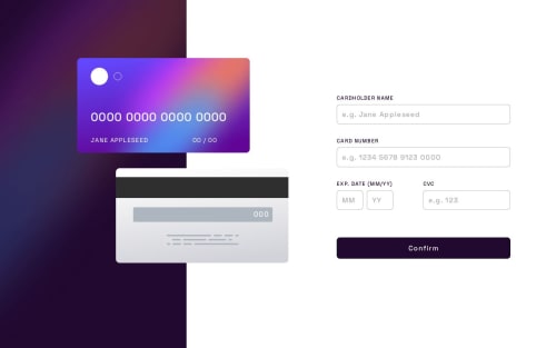 card details with react.js coding challenge solution