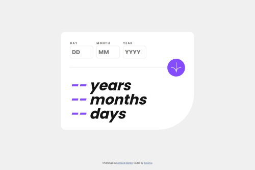 Age calculator using HTML, CSS and JavaScript coding challenge solution