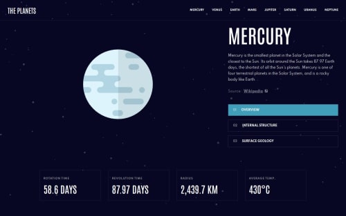 Frontend Mentor | Planets Fact coding challenge solution
